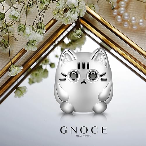 Miniatura 2 de GNOCE Cute Cat Charm Christmas Charms Gifts 925 Sterling Silver Meow, Play with Me Bead Charm fit for BraceletNecklace Christmas Jewelry Gift for