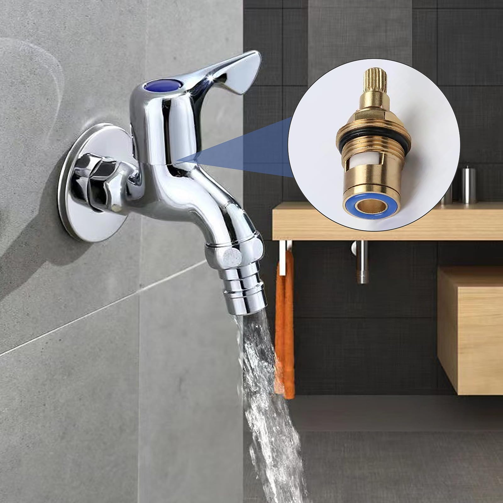 Vitone Classico A Guarnizione Con Asta Lunga - Compatibile Zazzeri Per Acqua Calda/Fredda