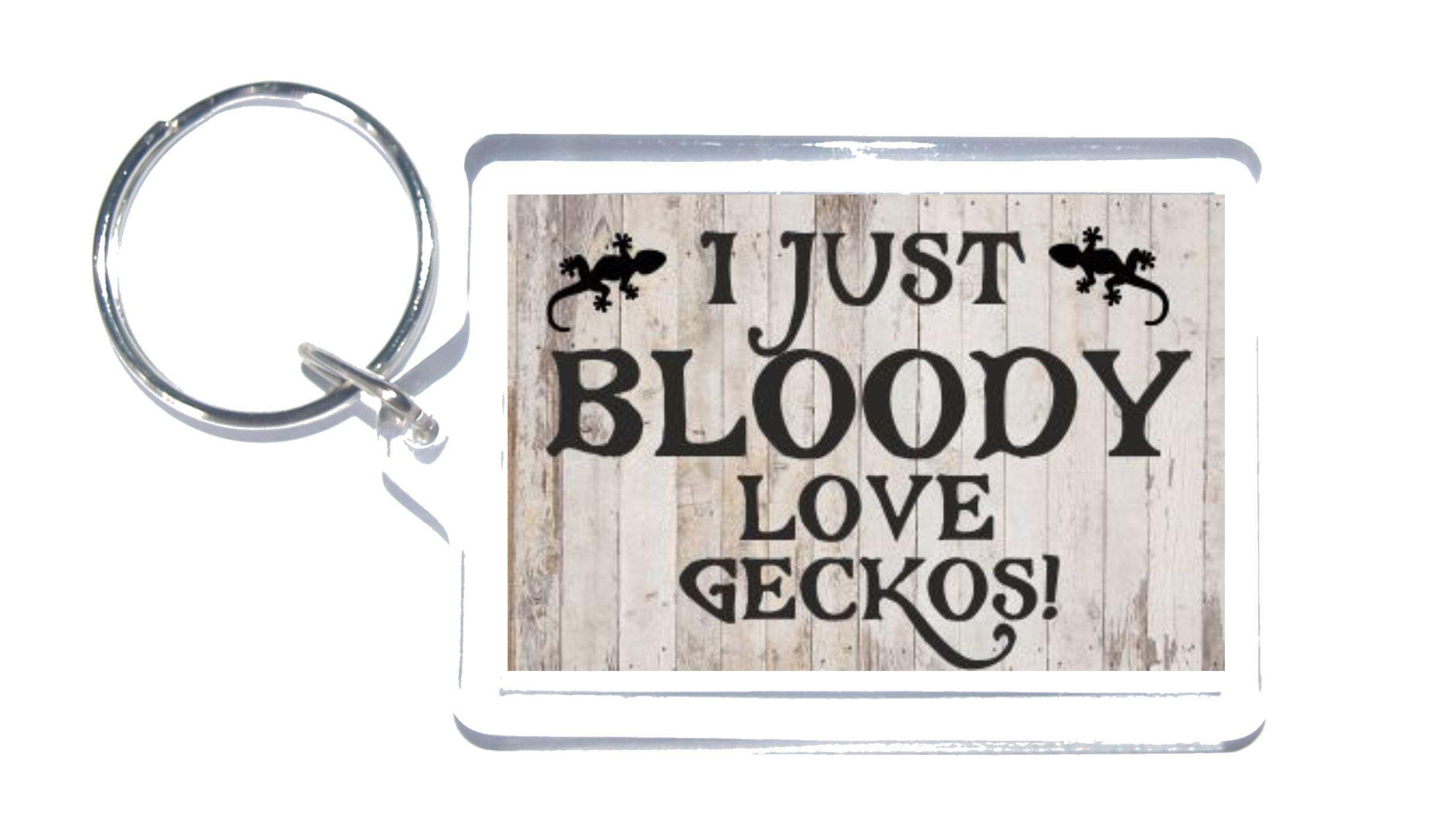 Fun Gecko Lover Gift - I Just Bloody Love Geckos - Novelty Keyring - Ideal Present