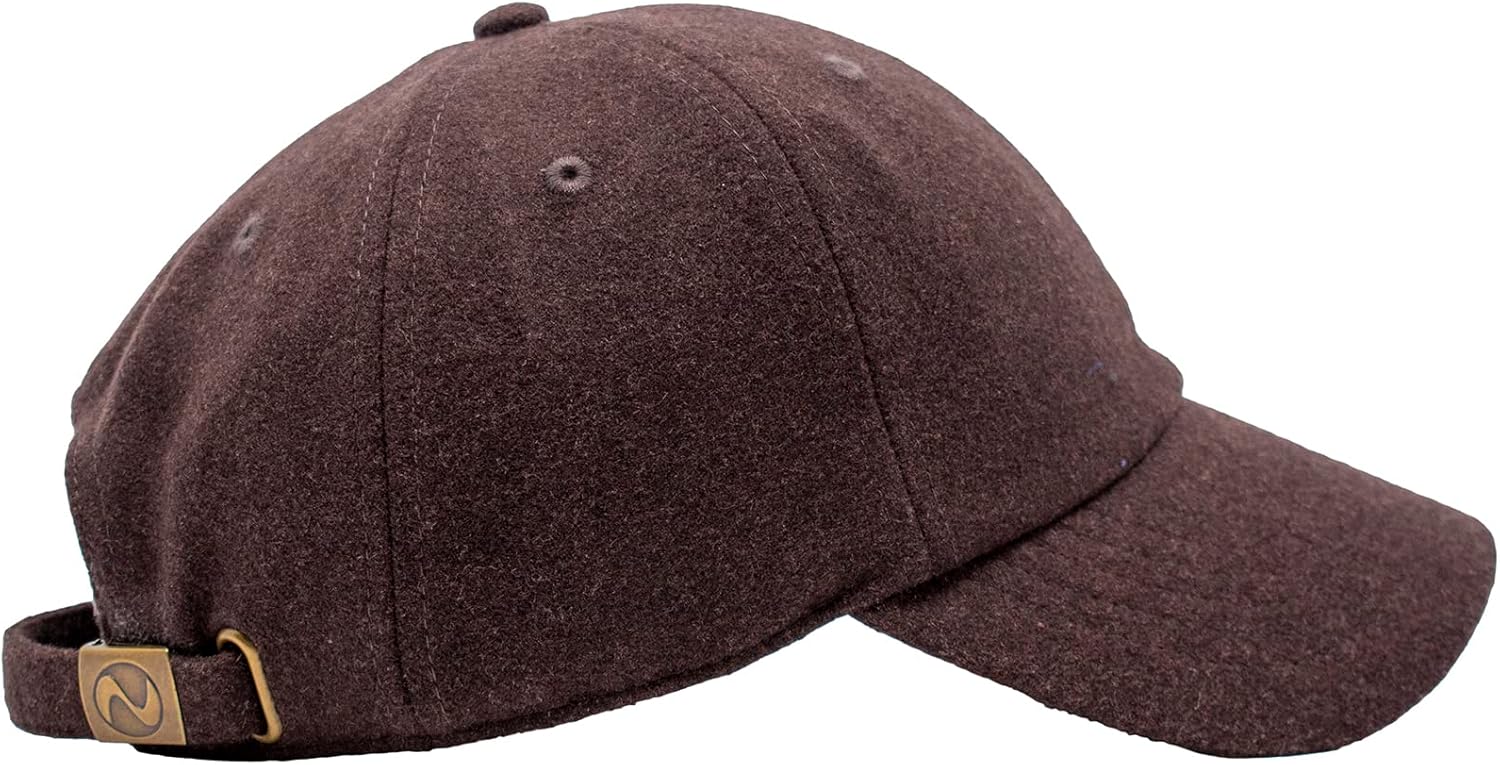 Classic 6-Panel Wool Blend Baseball Unisex Cap with Adjustable Brass Buckle