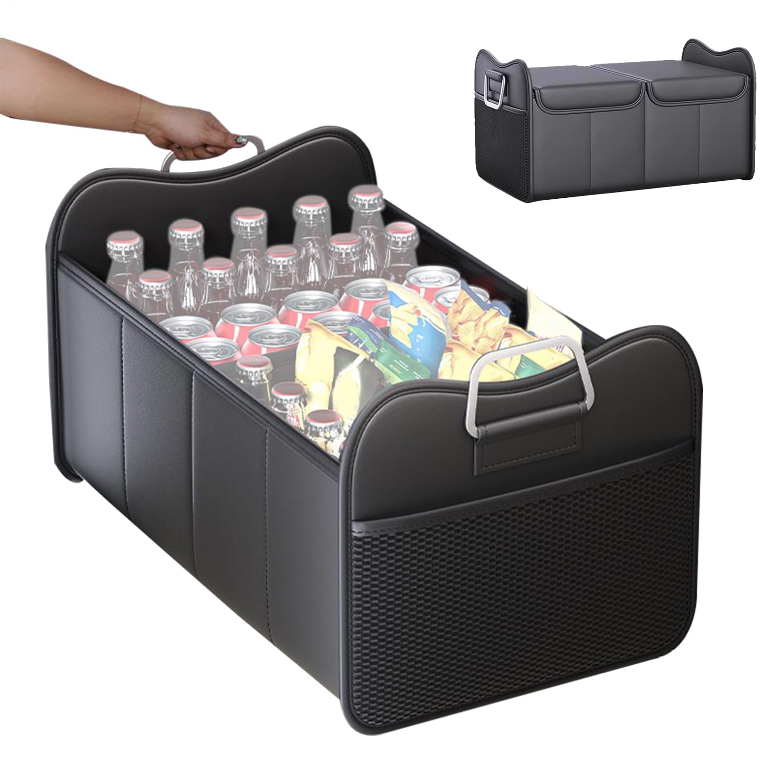 Genérico Organizer per bagagliaio, organizer per auto con coperchio | accessorio pieghevole per auto, furgoni, berlina, viaggi, strada, indispensabile