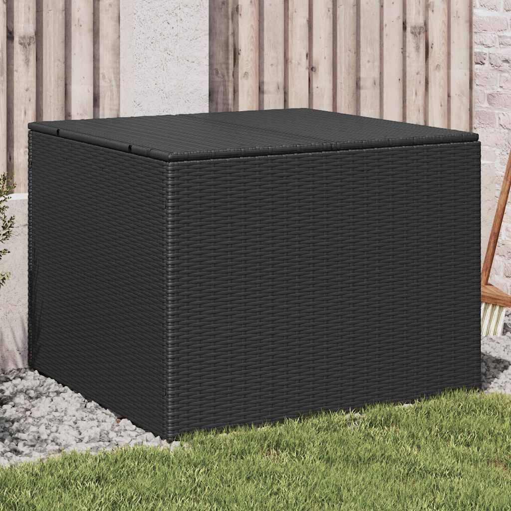 IKAYAA Litre PolyRattan Outdoor Storage Box Grand patio Deck Box Outdoor Garden Storage Box Cushion Box Storage Containers for Tools Pool Accessory Pillows-black-80 x 75 x 59 cm