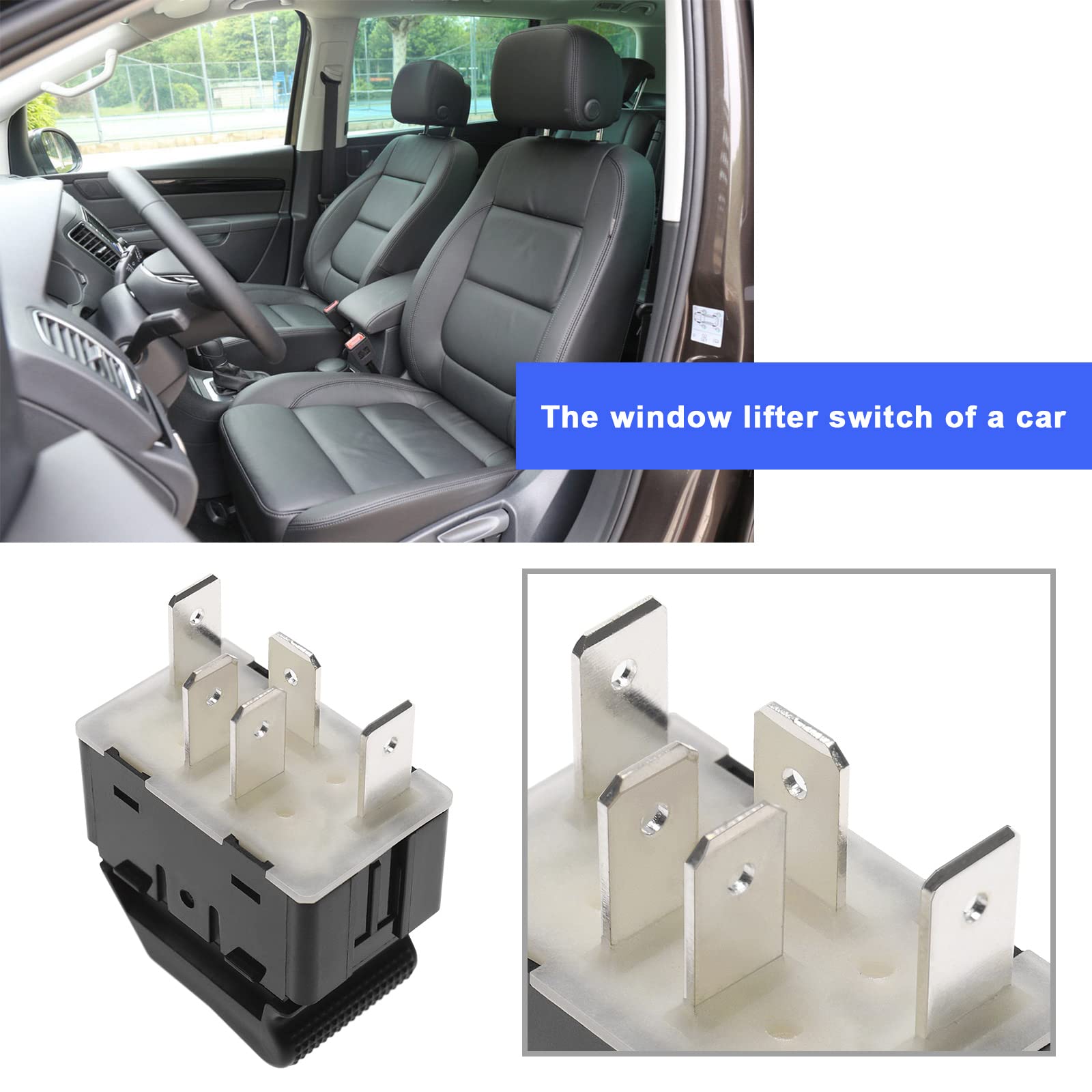 ECSiNG Fensterheberschalter Ersatz 7D0959855 Kompatibel mit VW Transporter T4 Fenstersteuerungstaste Autozubehör Kunststoff