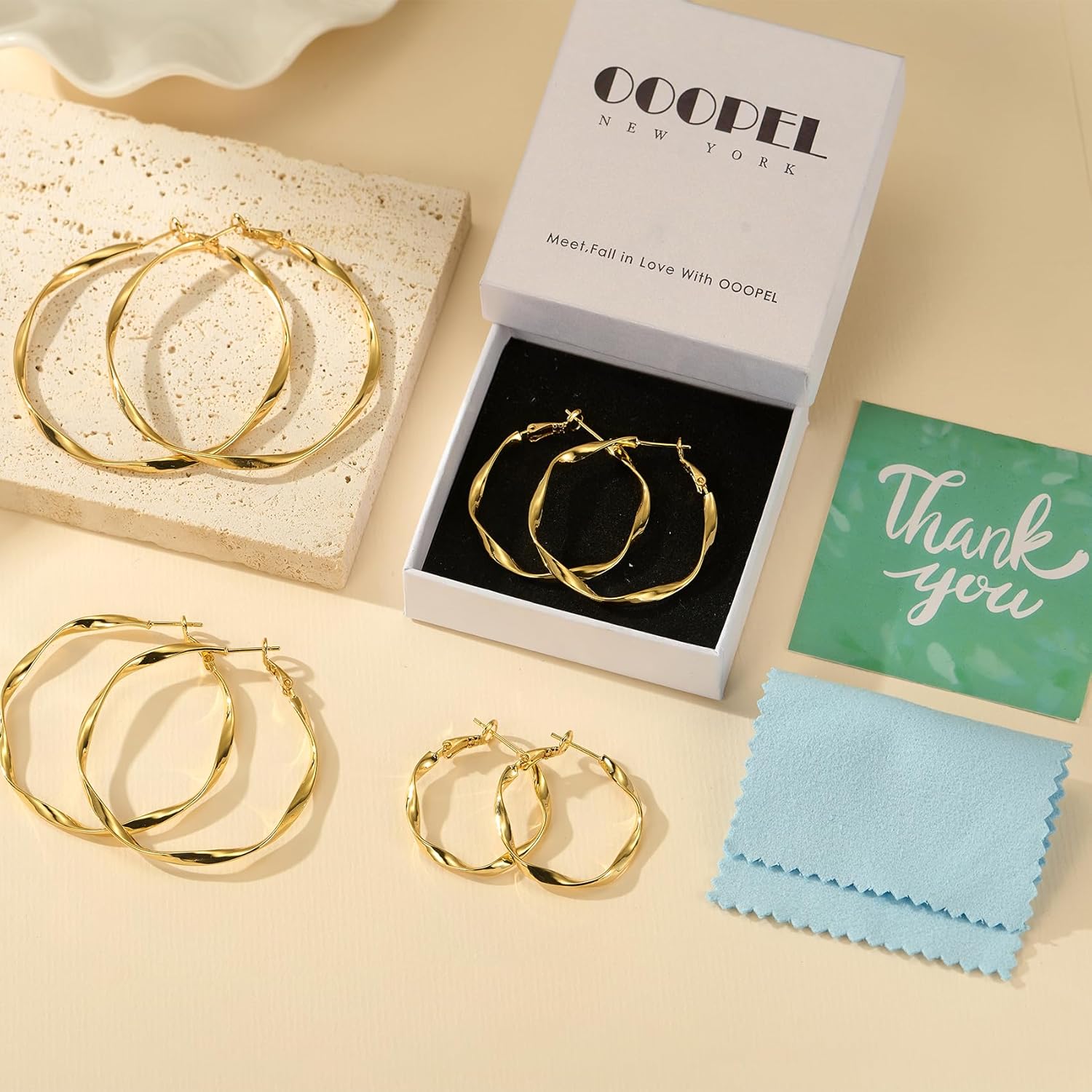 OOOPEL Gold Hoops Earrings for Women, Big 925 Sterling Silver Hoop Earrings Lightweight Hypoallergenic Sterling Silver Hoop Earrings for Women 30MM 40MM 50MM 60MM - Image 7