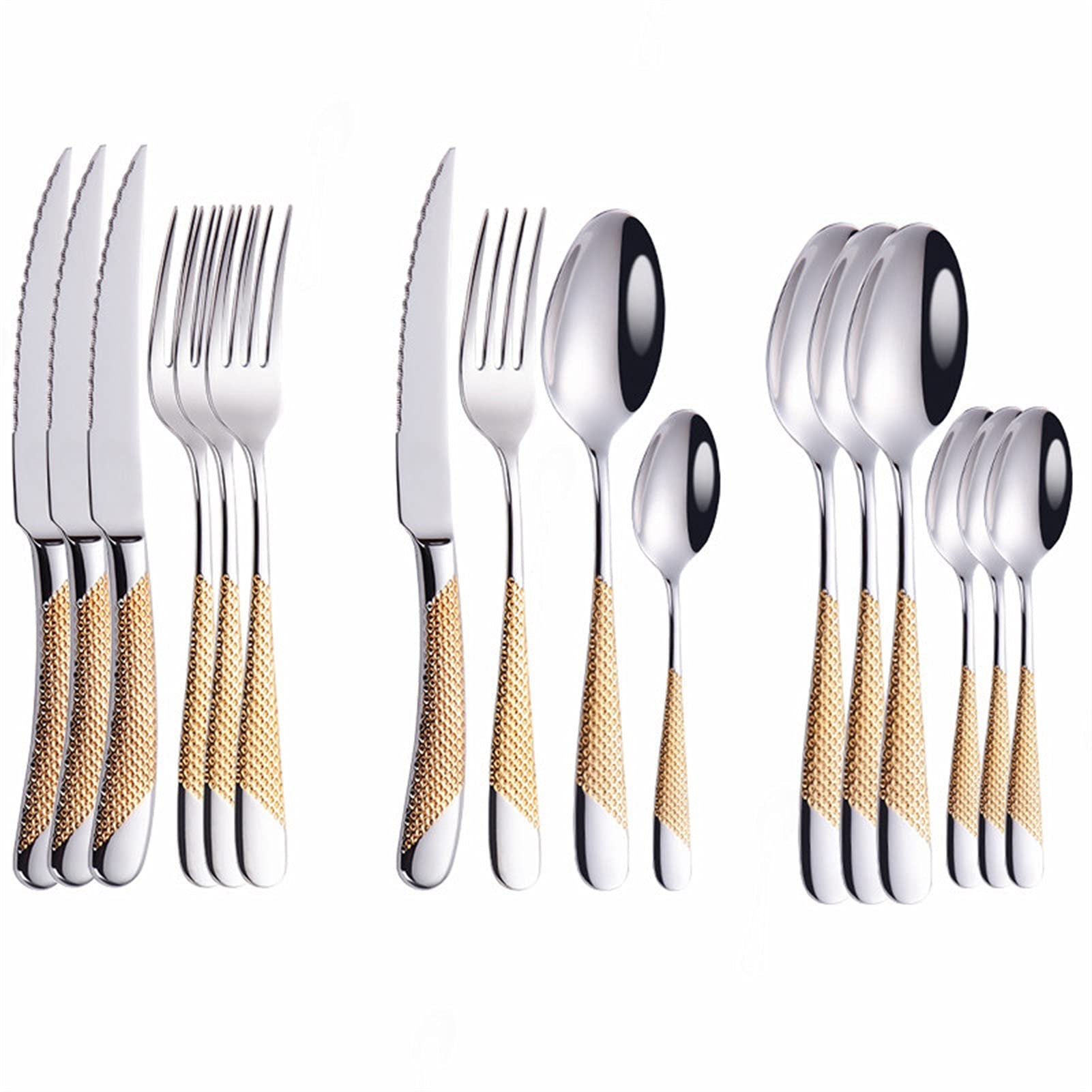 Edelstahlbesteck Set Löffel Gabel Messer Geschirr Set Geschirr Set Küche Besteck (Color : Silver)