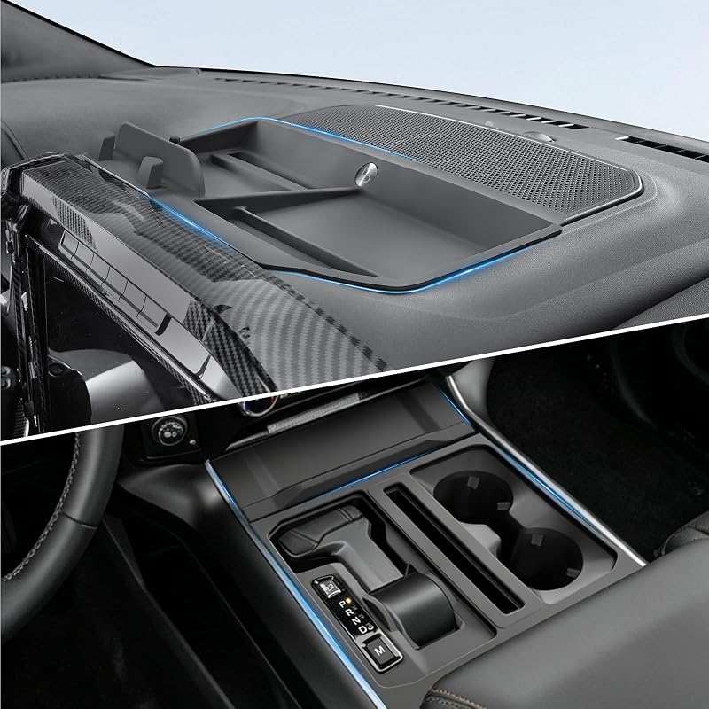 Organizador de Console Central e Painel em Silicone Temmis para Ford F150 2021–2026, Preto, 2 peças