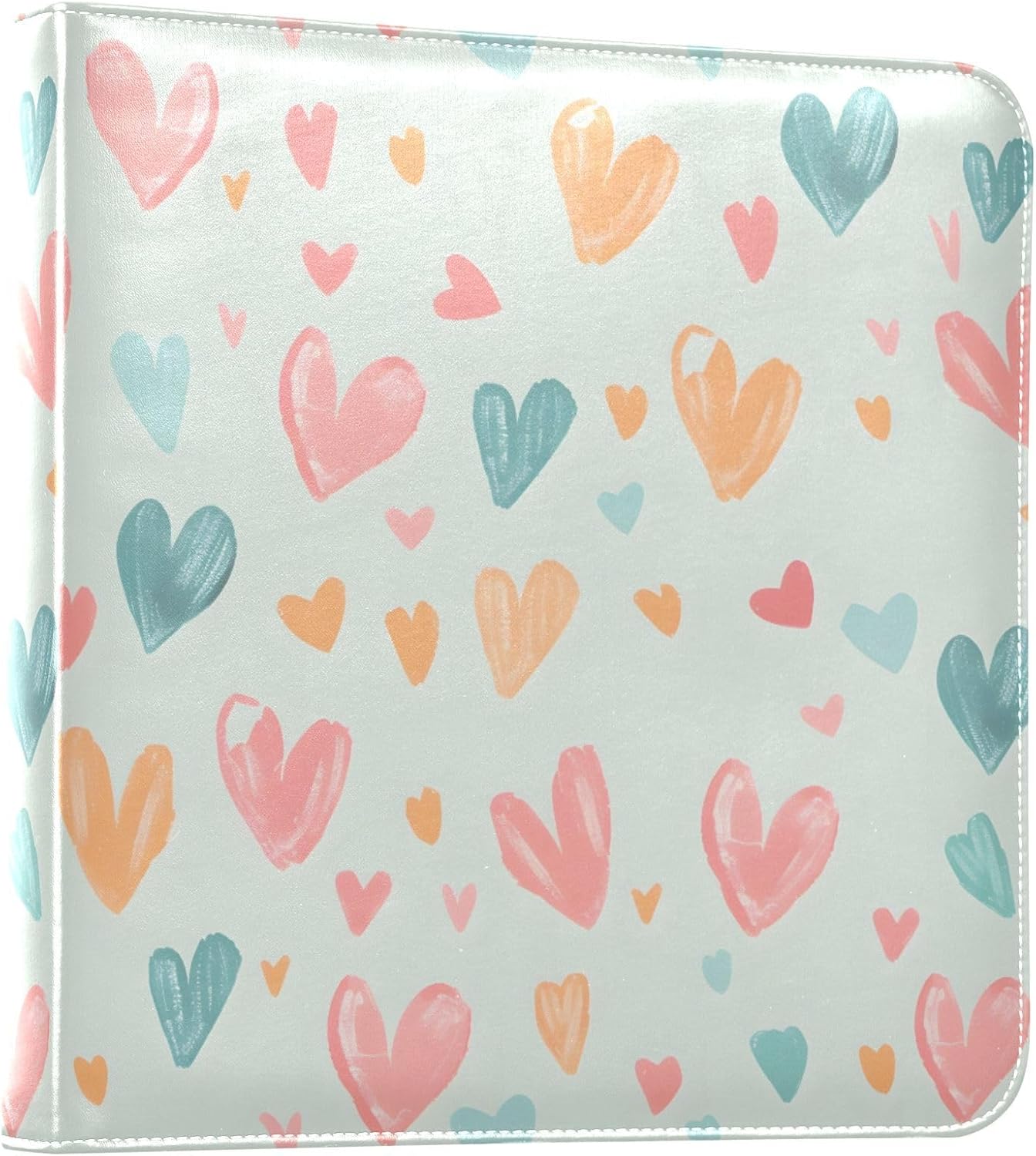 JIPONI Love Chalk Painting Large Photo Album, DIY Leather Cover Scrapbook Albums for 4x6 5x7 6x8 Pictures, Self Adhesive Memory Book for Wedding, Baby, Family