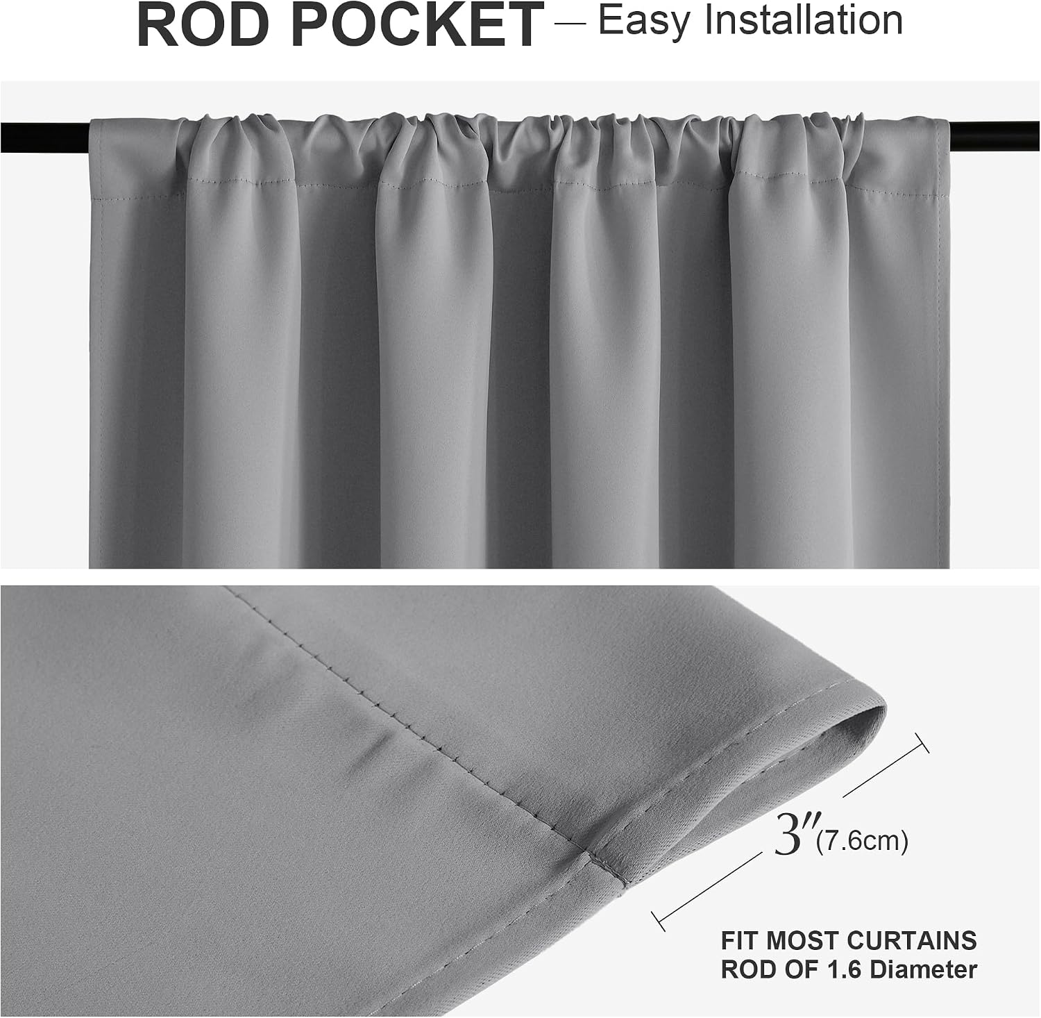 PONY DANCE Curtains for Living Room - Window Covering Curtains and Drapes Modern Design Drapes Energy Efficient for Bedroom Home, 42" W x 72" L, Silver Grey, Set of 2 image 2