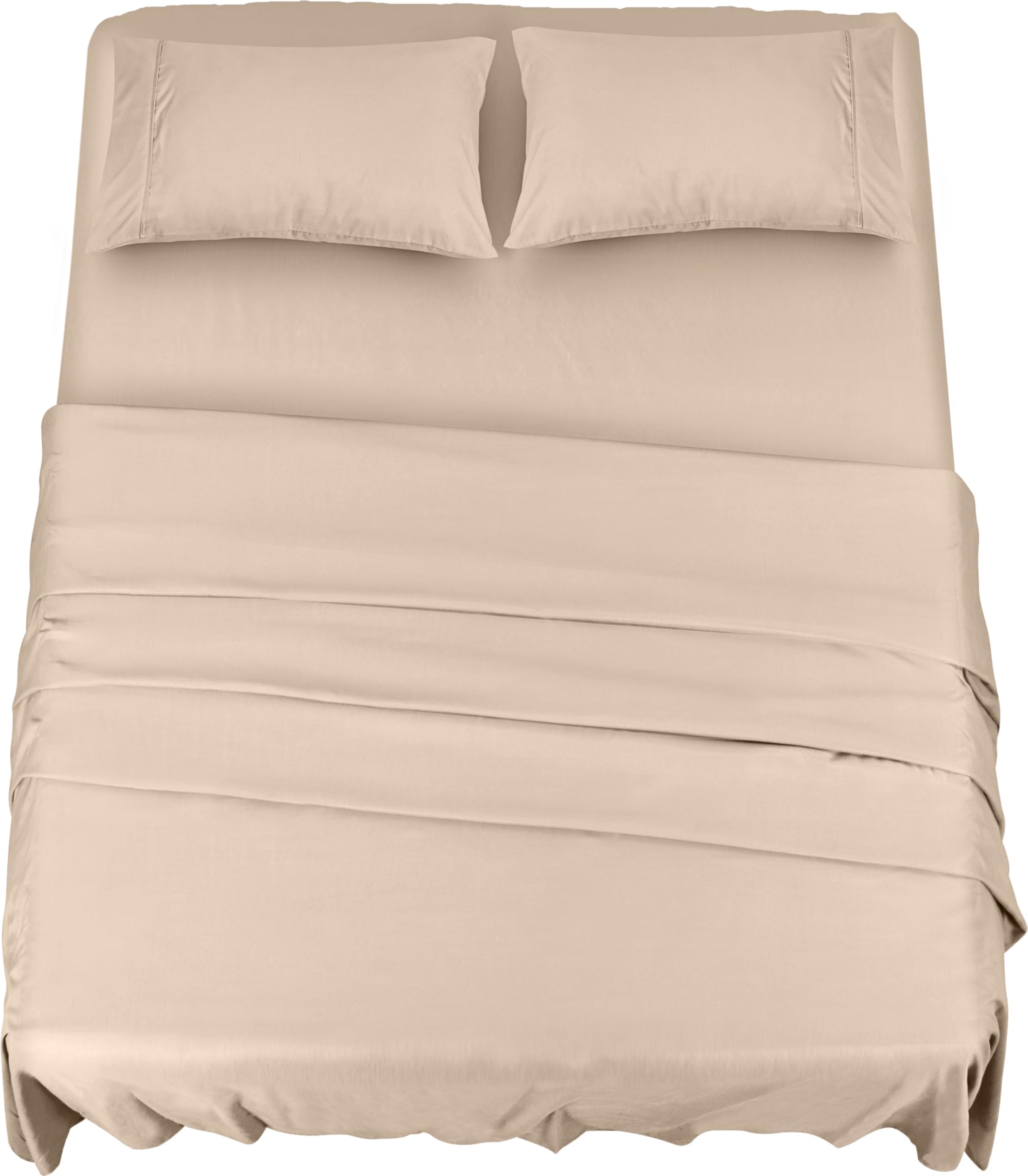 Utopia Bedding Bed Sheet Set King, Beige, 4 Piece – Fitted Sheet, Flat Sheet with 2 Pillow Cases 50x75 – Wrinkle, Shrinkage and Fade Resistant – Soft Brushed Polyester Microfiber Fabric