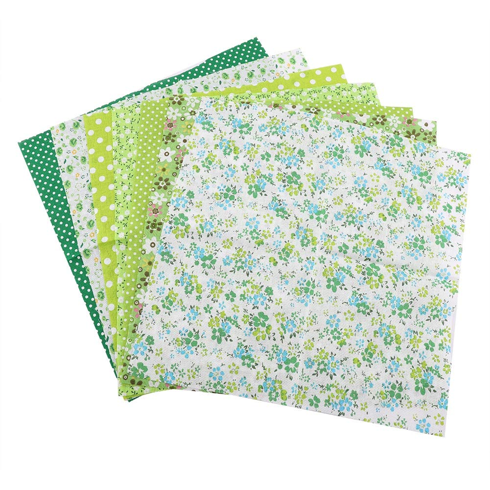 Raguso Cotton Fabric Assorted Fabric 7pcs 50 * 50cm(Green Department)