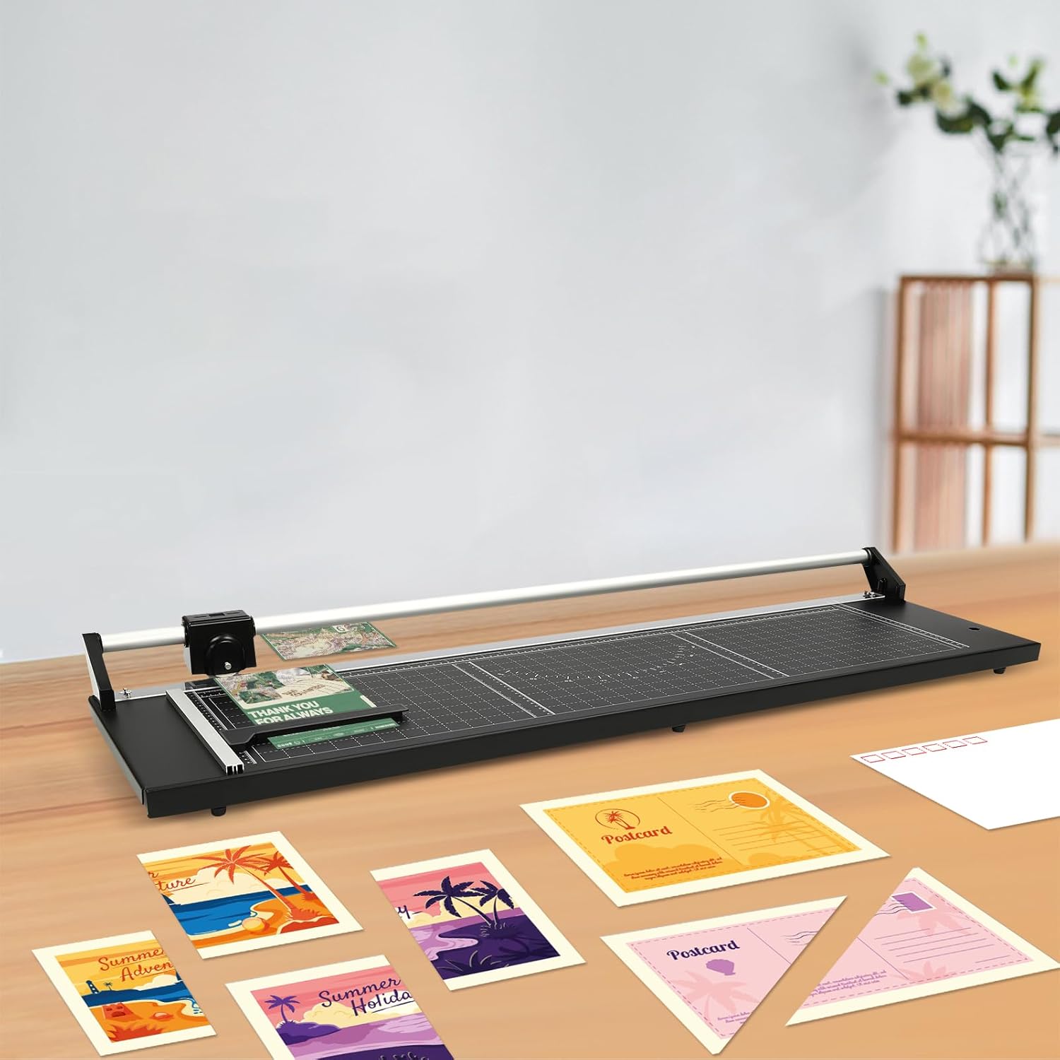 Rotary Paper Trimmer, 36"Paper Cutter, Self-Grinding Roller Blade with Automatic Security Safeguard + Side Ruler, for Photo Paper Film PVC Thin Plastic Sheet 36Inch (US Stock)