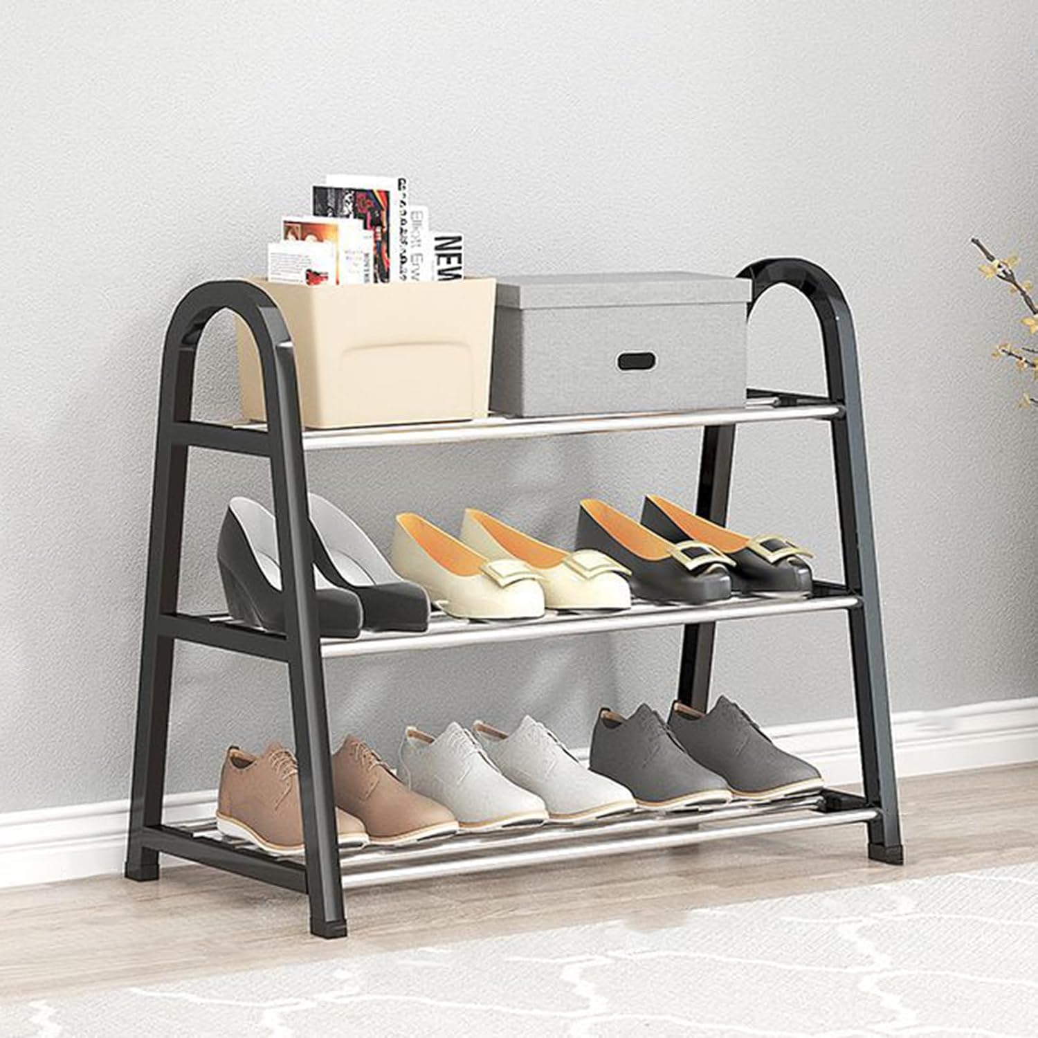 靴ラック 靴収納オーガナイザー 玄関用 4段 狭い靴棚 背の高いスタンド 靴タワー クローゼットの廊下用 各段は3足の靴を収納できま
