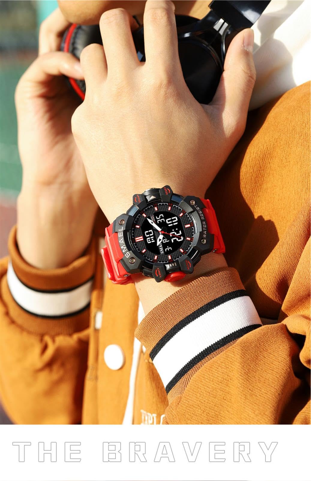 Montres Numériques pour Hommes, Montre de Sport Multifonctionnelle Étanche 50M Lumineux Double Affichage Montres Militaires Rétro-éclairage Montres Bracelets