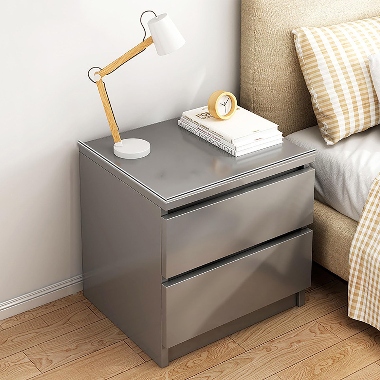 SXZenSpace Modern Wood Nightstand, Simple Bedside Table Creative with Drawer End Side for Bedroom Living Room Nursery,B,32x30x41cm(13x12x16inch)