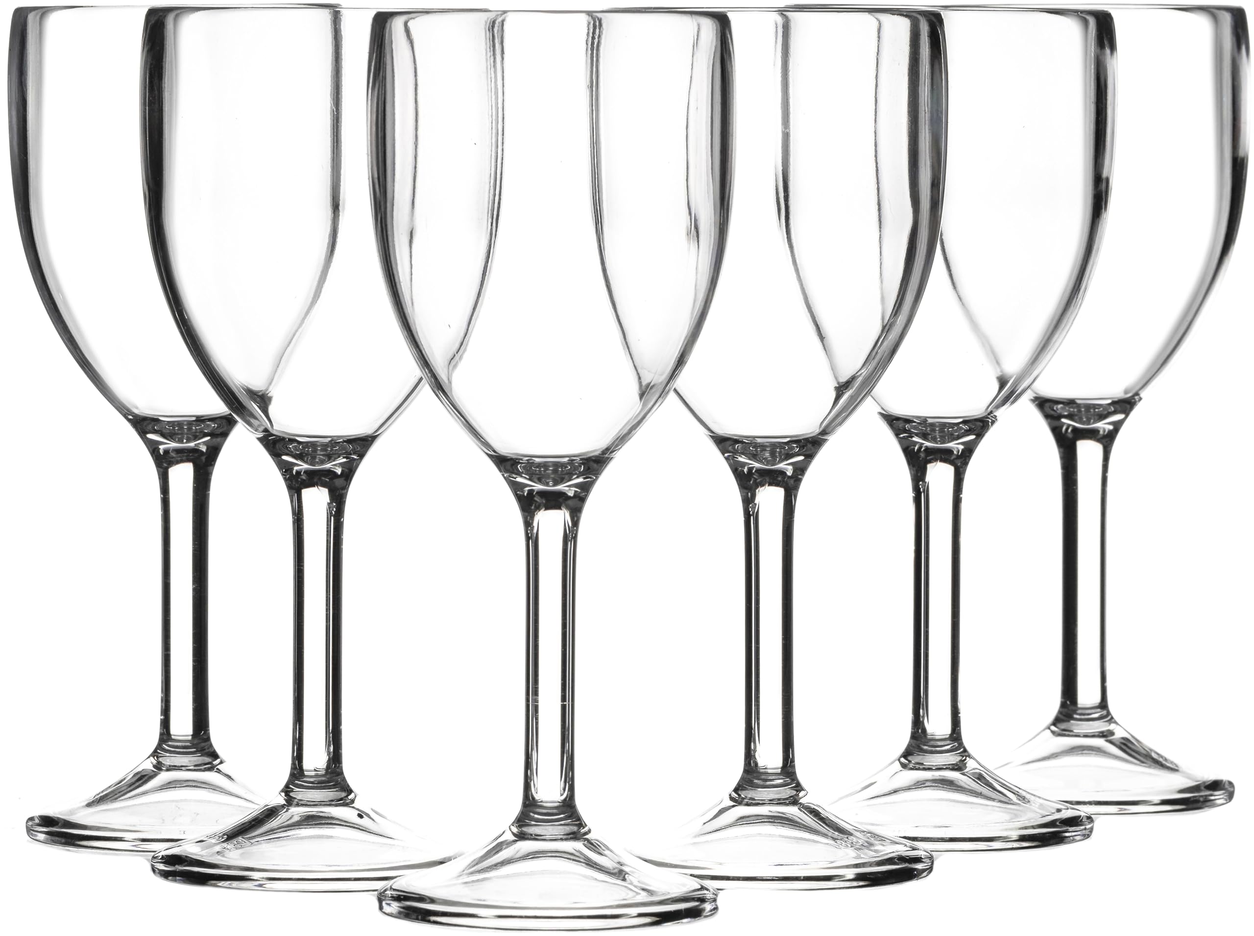 SECO Reusable Wine Glass | 265ml | Pack of 6 | Shatterproof Polycarbonate Wine Glasses | Outdoor Dining, Parties & Events | Clear
