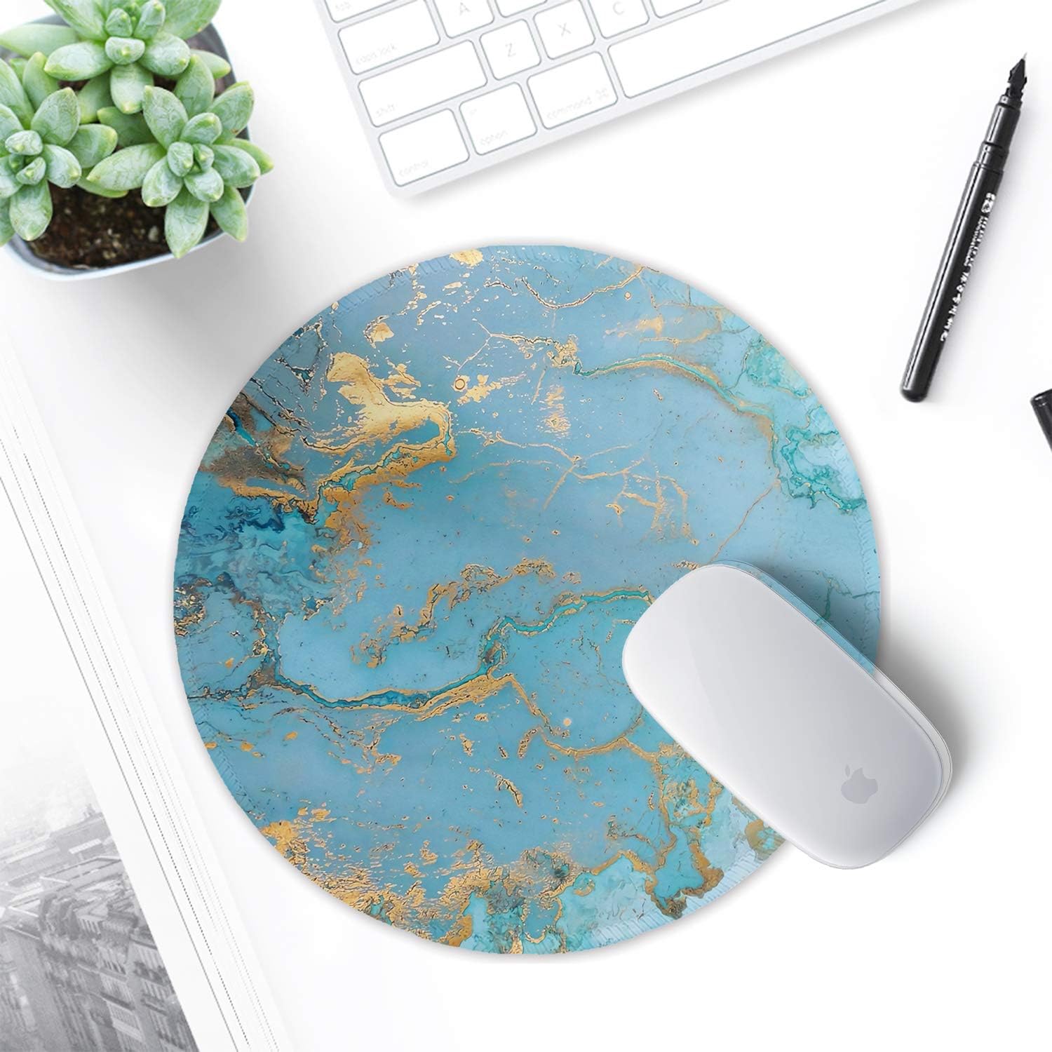 ITNRSIIET Mouse Mat Small Round Mouse Pad with Stitched Edge - Image 4