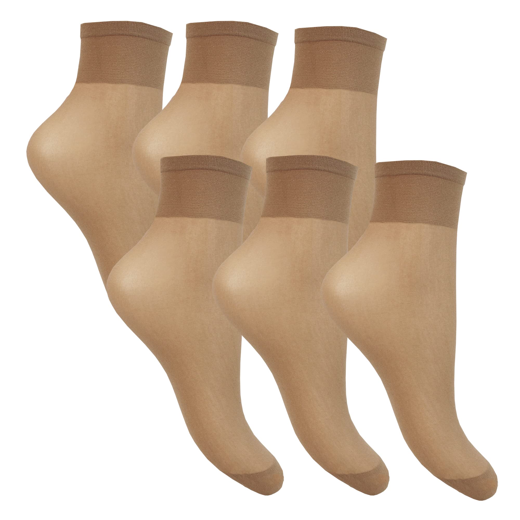 TeddyTs Ladies Joanna Gray Sheer 15 Denier Everyday Anklets (6 Pair Pack) (Bamboo)