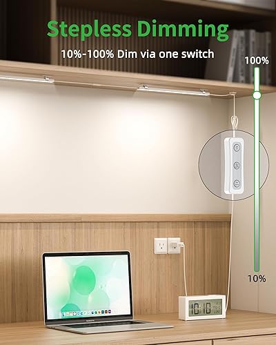 Miniatura 4 de Vovamo Iluminación enchufable para debajo del gabinete, luces regulables debajo de la encimera para cocina, 2 piezas de 12 pulgadas, luz blanca