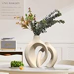 Vases en céramique blanche -Let de 2,Vase moderne pour décoration maison, Vases Boho pour décoration minimaliste nordique, salle à manger de mariage Salon Entrée Table...