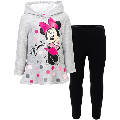 Disney Minnie Mouse Fleece Pullover Crossover Hoodie and Leggings Outfit