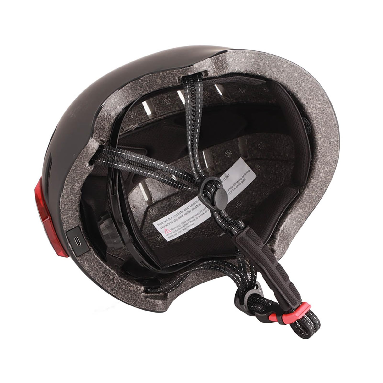 Keenso Casco de Bicicleta con Luz LED Recargable USB Carcasa de PC Forro EPS Casco de Ciclismo con 12 Ventilaciones 750 MAh Tamaño Ajustable M para Montar de Noche Scooter Monopatín Adultos