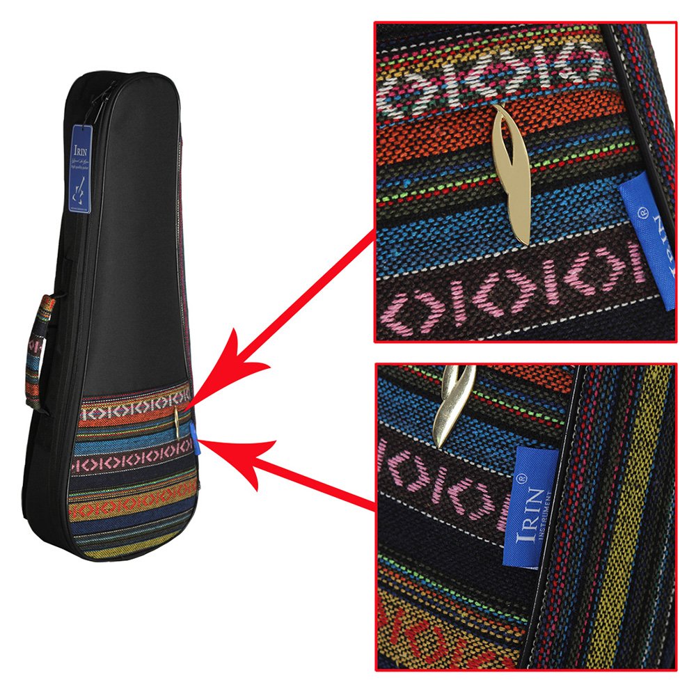 Btuty Ukulelentasche, 53,3 cm, Sopran-Ukulelen-Rucksack, ethnischer Stil, strapazierfähige Baumwolle, dicke Polsterung mit verstellbarem Schultergurt