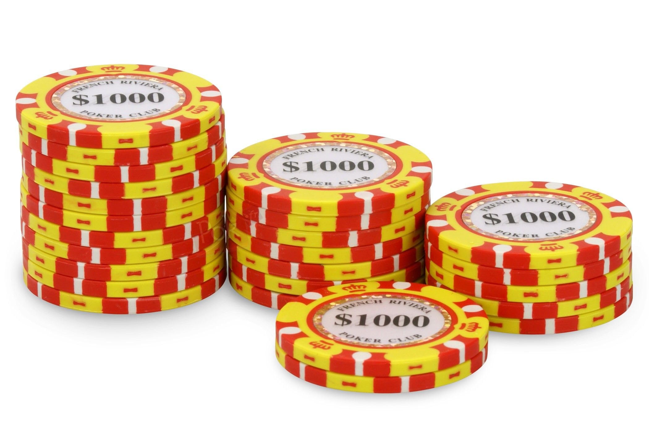 FRENCH RIVIERA Malette Poker 500 Jetons Gold + 2 Jeux de Cartes + Bouton Dealer - Poker Set de 500 Jeton de Poker (avec Valeur) - Jeu de Poker avec 500 jetons de Poker - Mallette Poker