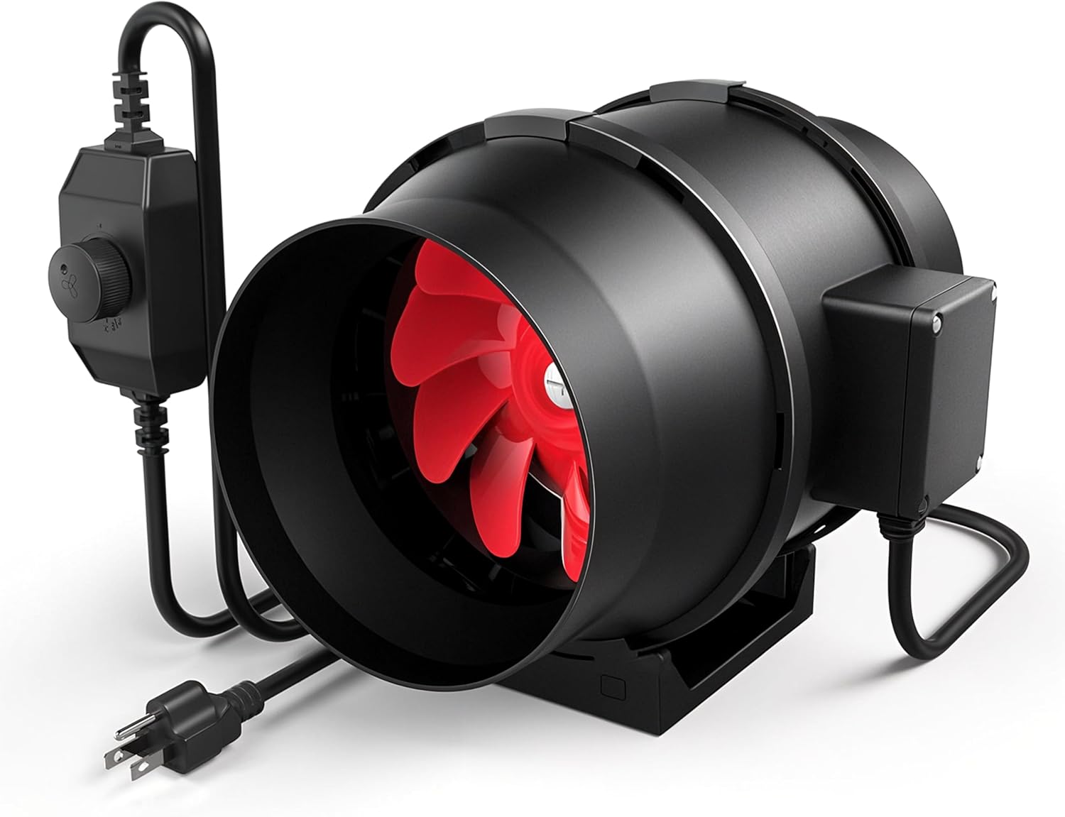 4 Inch 200 CFM Inline Duct Fan with Variable Speed Controller, Exhaust HVAC Blower for Grow Tent, Basement, Black
