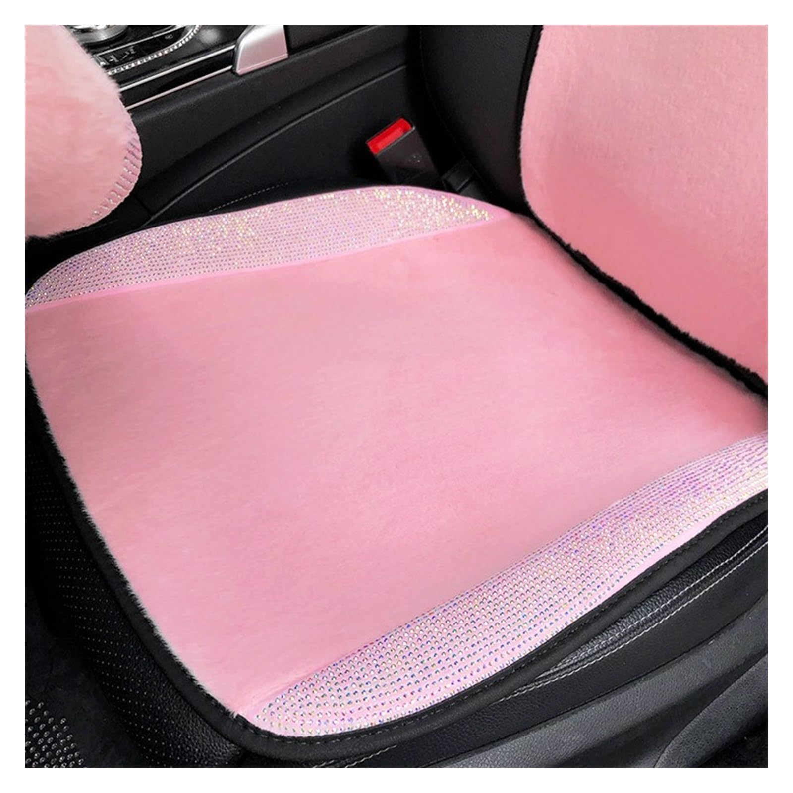 Coussin de siège avant en peluche rose pour une conduite douce et féminine