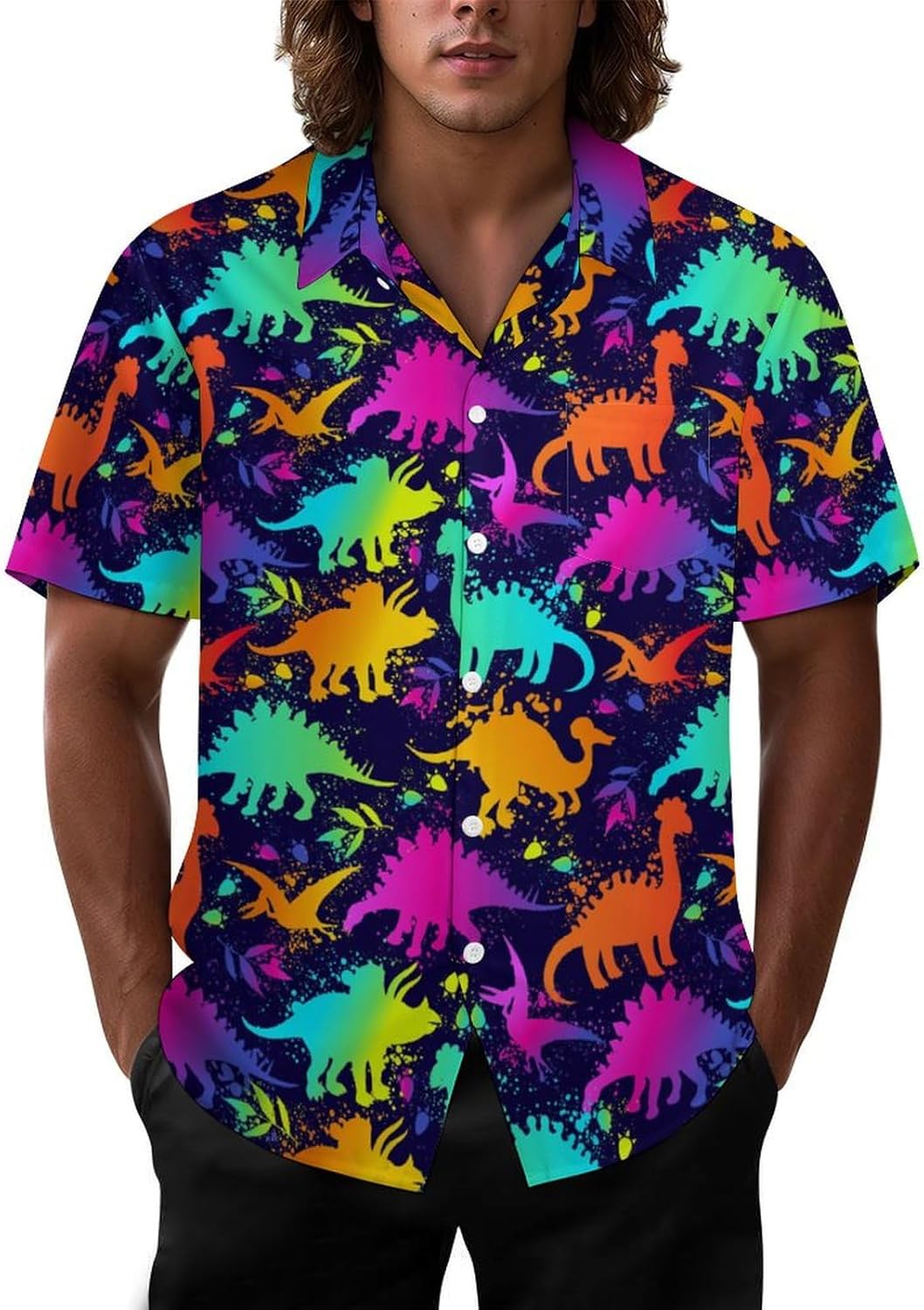 Mens Hawaiian Shirt Casual Button Down Short Sleeve Tropical Beach Holiday Aloha Party Shirt for Men Funny