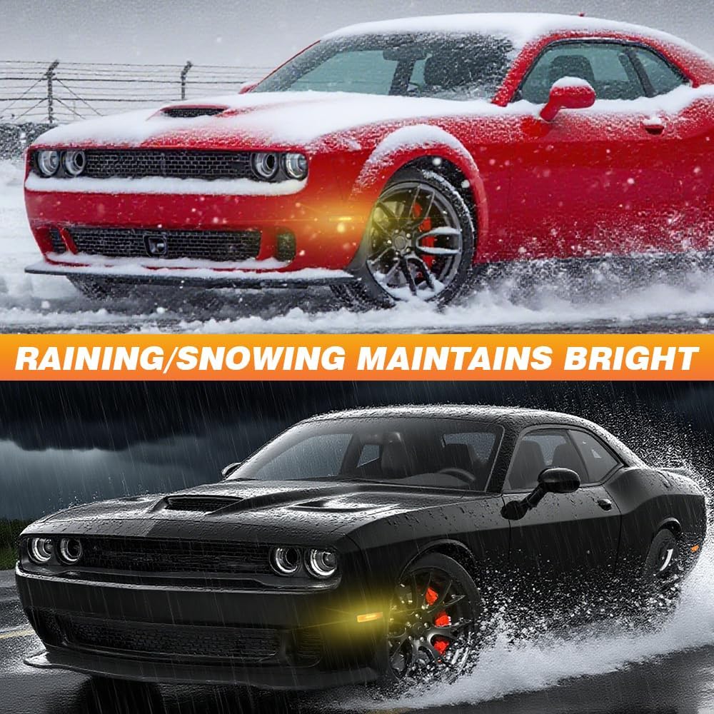 Front Fender Side Marker Light 68195789AB, Compatible with Dodge Challenger Scat Pack 392, SRT Hellcat Redeye 2019-2021, Front Bumper Side Marker Lights Amber Lens - Left Driver Side