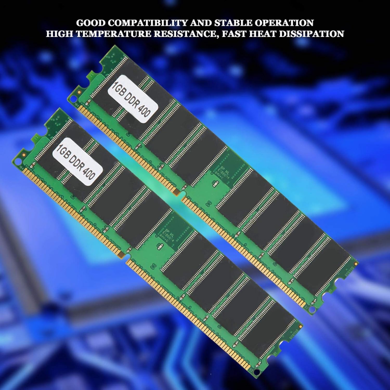 DDR Memory Module, 2pcs 1GB 400MHz PC-3200 184pin Computer Memory Module for Desktop, Full Compatible for/for