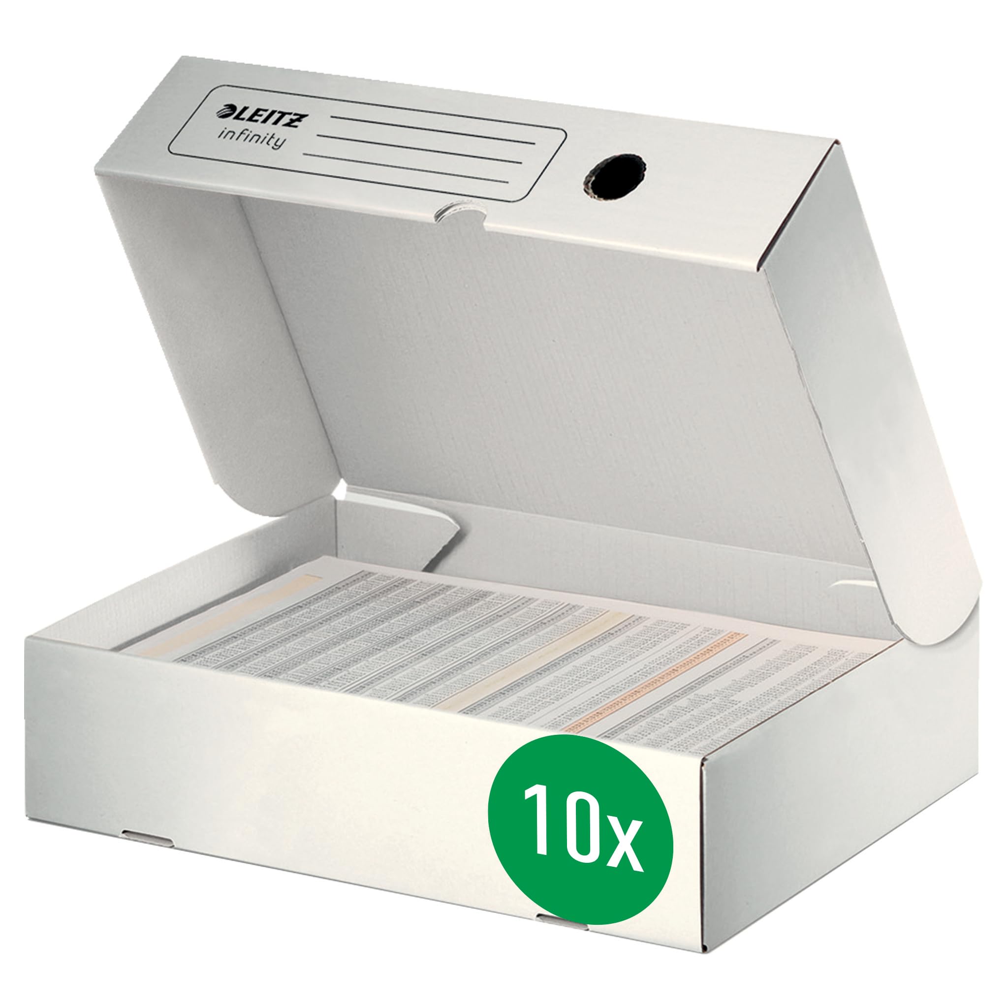Leitz Infinity 61000000 Archive Boxes Folding Cardboard A4 with Top Lid 100% Acid Free Pack of 20 White