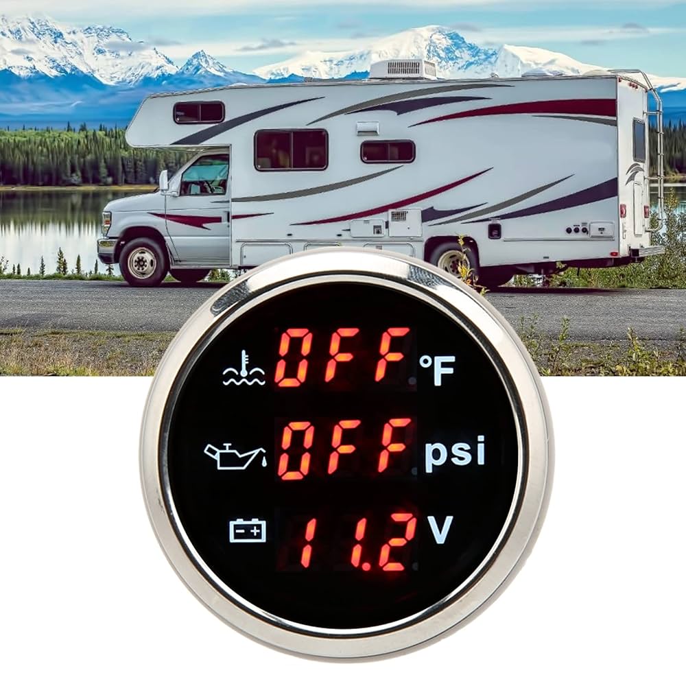 3 In 1 LCD Car Gauge Oil Pressure Gauge Voltage Gauge Water Temperature Gauge Universal For 12v 24v Car Boat Truck Auto Gauge