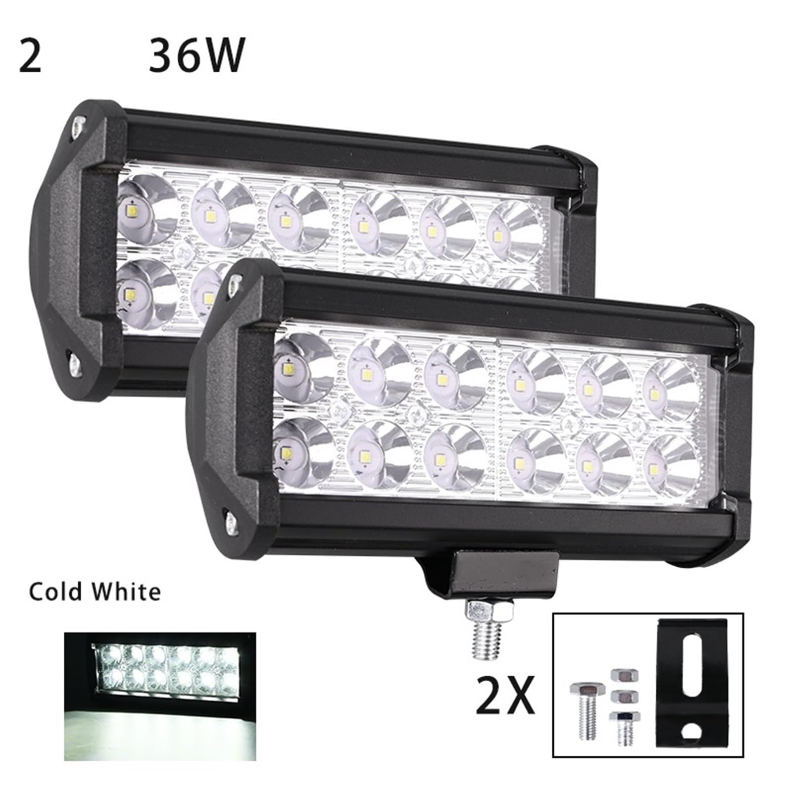 Faro Faros Luz De Trabajo Coche LED Todoterreno Focos 4x4 Lámpara Antiniebla Faro De Diodo SUV ATV Tractor Barco Camiones Excavadora Barra De Luz De 12V 24V(36W 2 Piece)
