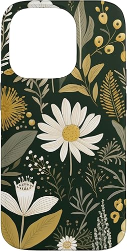 Vista 40 de Funda botánica retro para iPhone 11 Pro Max con diseño botánico bohemio y verde oliva