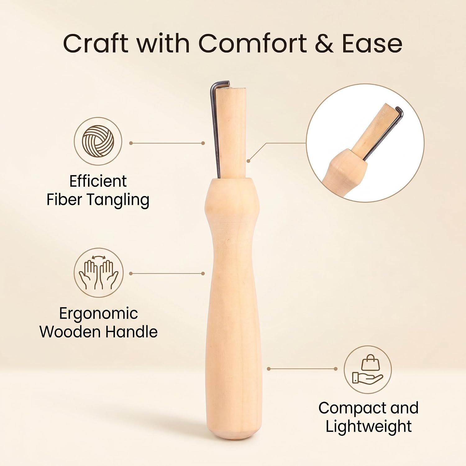 Felting Pen Needle Felting Tool with Ergonomic Wooden Handle, Professional Wool Felting Supplies Kit for DIY Crafts, Yarn Fiber Art Decor, Toys, Accessories, Sewing Tools for Beginners