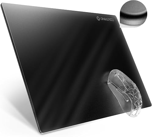 Oniverse Gaming Mouse Pad Matte Tempered Glass 35 x 25 cm - Ultra-Smooth Micro-Engraved Surface, High Precision Quick Slide, Non-Slip Base, Durable and Easy to Clean - Glasspad S Obsidian