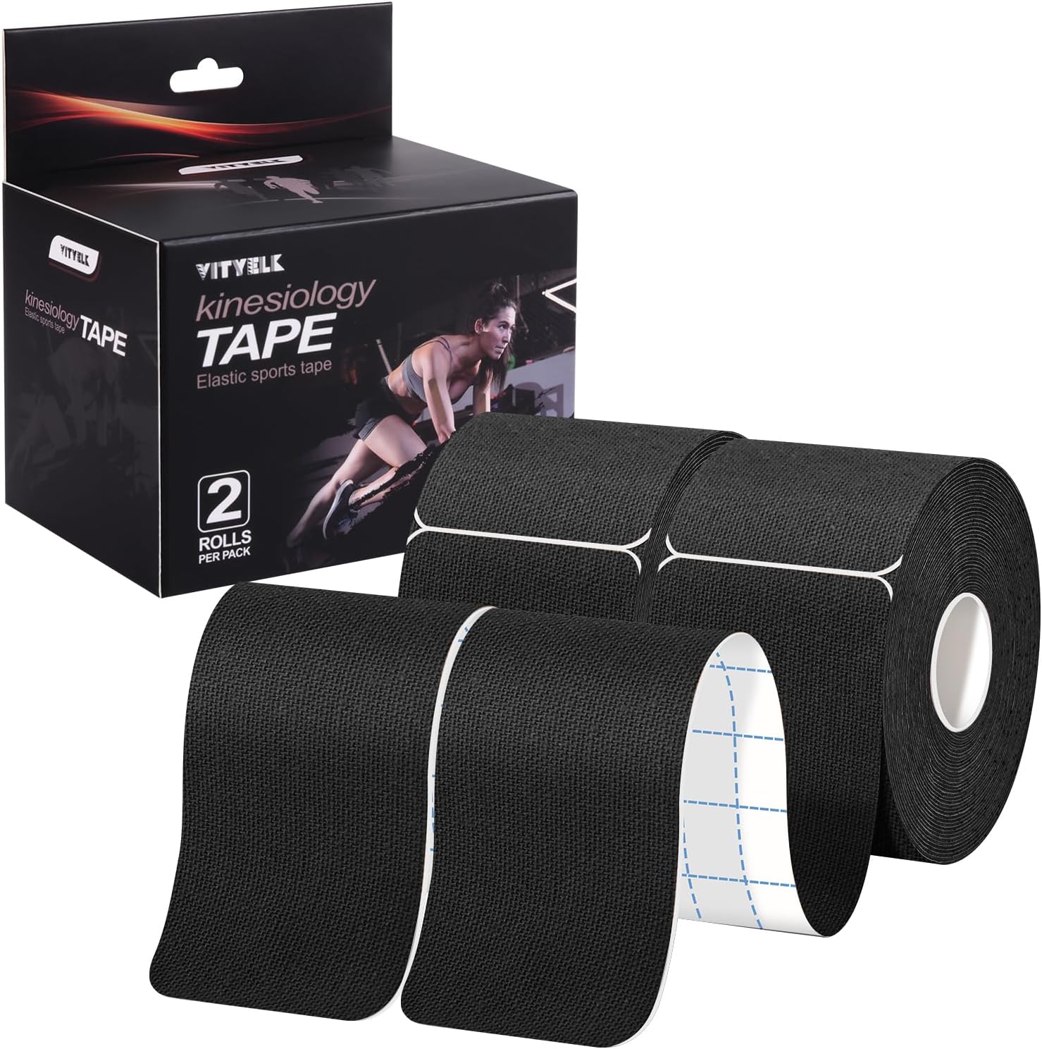 VityElk Kinesiology Tape (2 Rolls)，20 Count/Roll Elastic