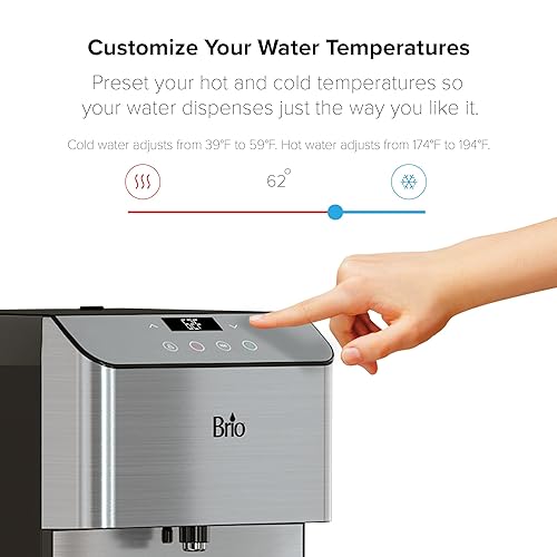 Miniatura 10 de Brio Moderna - Dispensador de agua sin botella de limpieza UV con filtración  Temperatura ajustable  Reloj digital  Luz nocturna LED  Tres