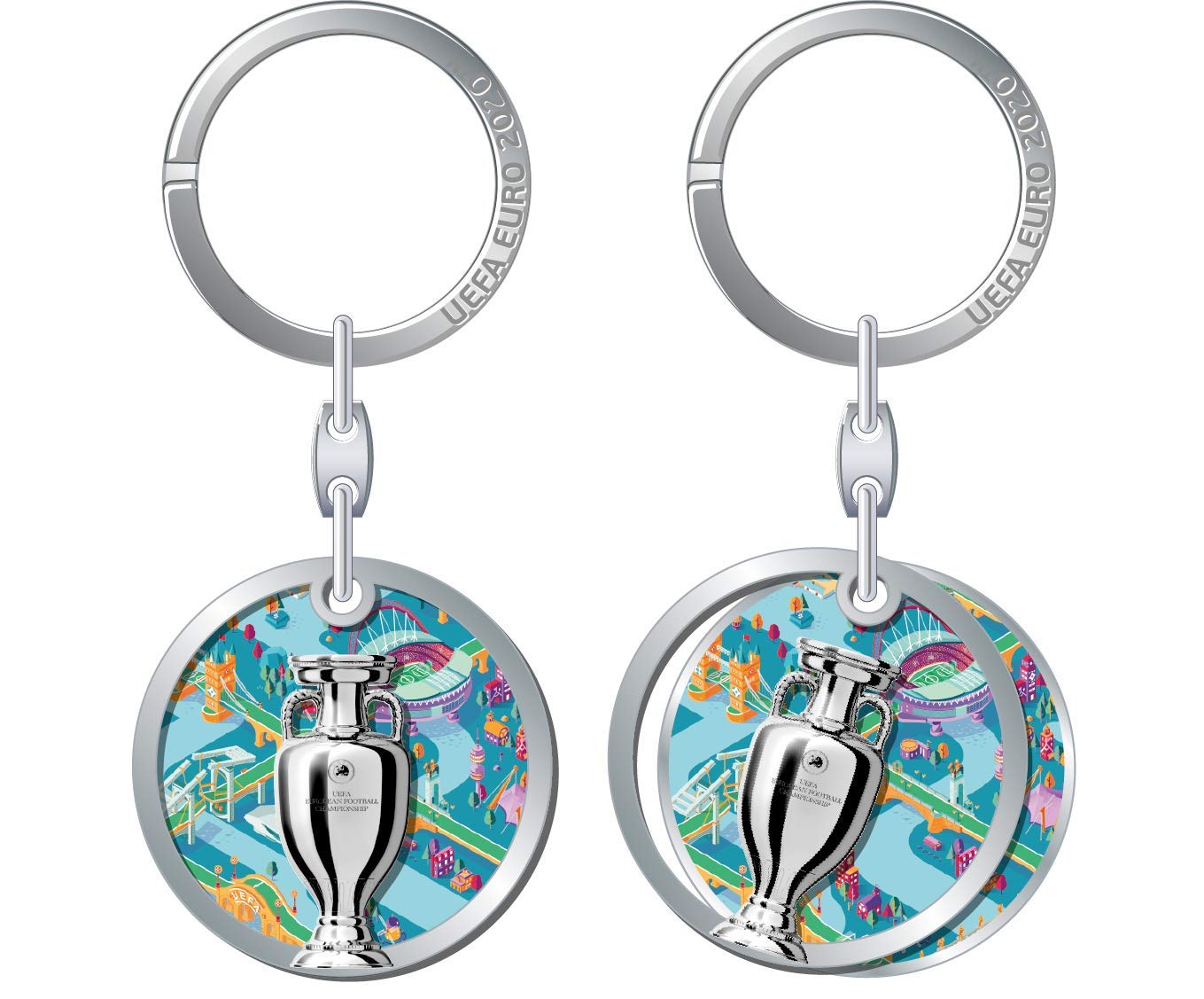 UEFA Euro 2020 Keyring Trophy/Offset, Unisex-Adult, Multi-Colour, 40 mm