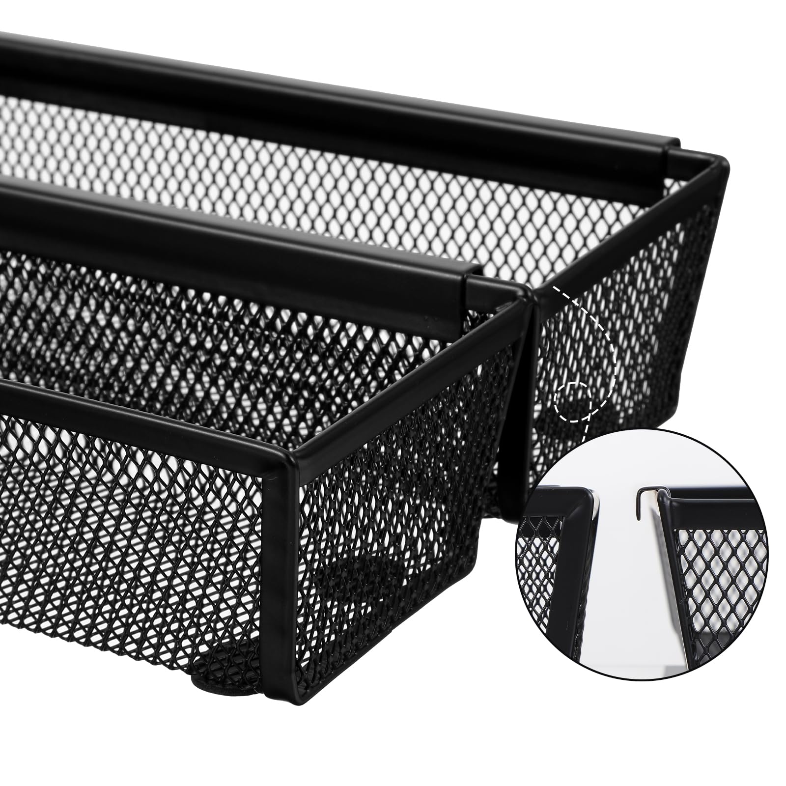 6 organizadores de cajones para cocina, organizador de cajones de malla para utensilios con brazo entrelazado para cosméticos, cubiertos, bolígrafos (12 x 3 x 2 pulgadas, negro)
