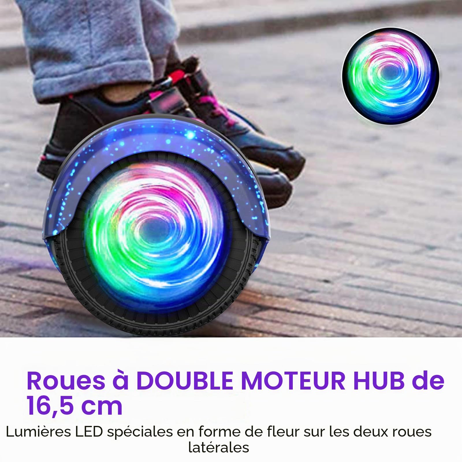 SISIGAD Hoverboard, Electric Scooters with Bluetooth & 6.5" Flash Wheels & LED Headlights Fender Lights, All Terrain for Kids