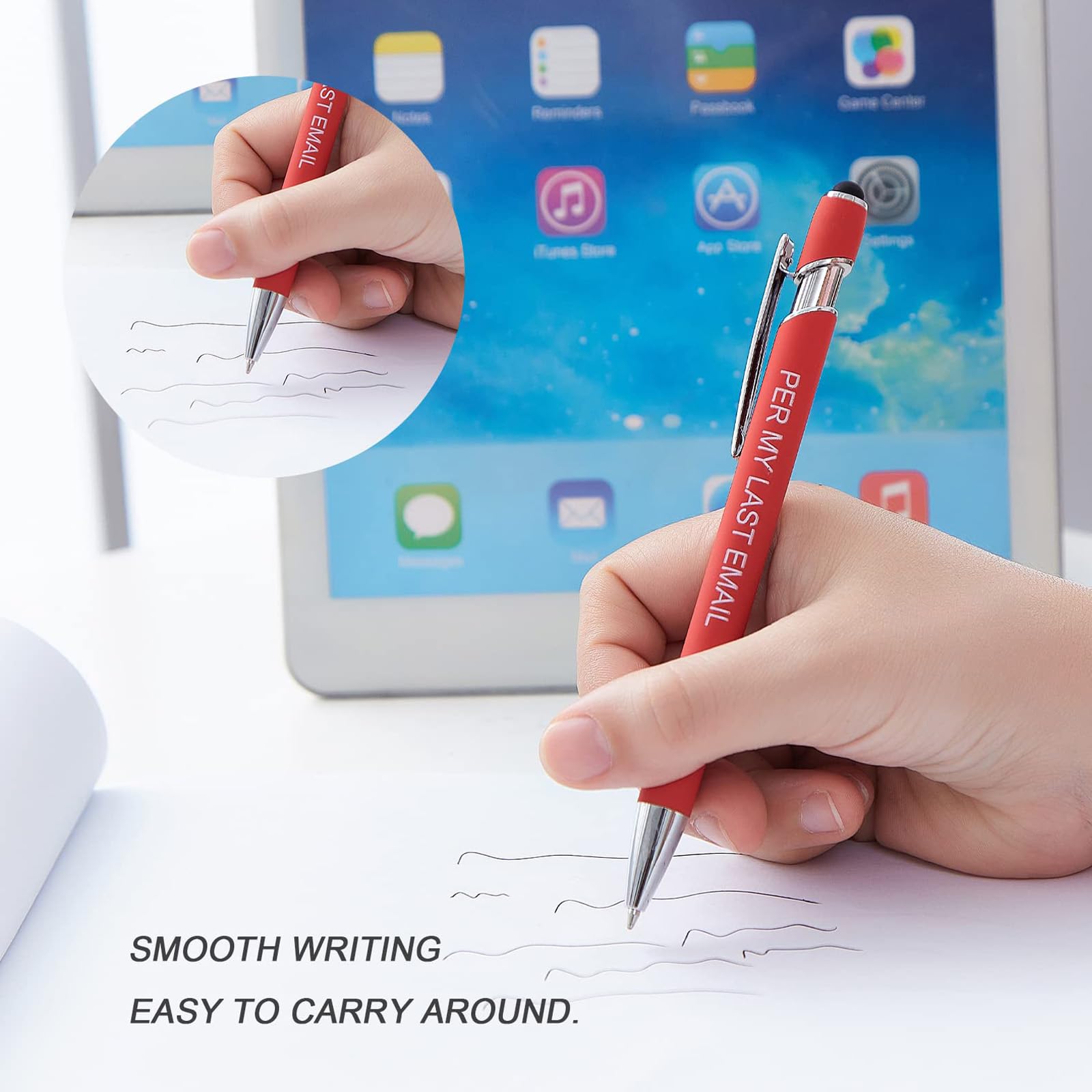 SHOOYIO 10 penne a sfera retrattili con punta stilo, 2 in 1, penna a sfera per touch screen, 1 punta da 0 mm, scrittura senza intoppi