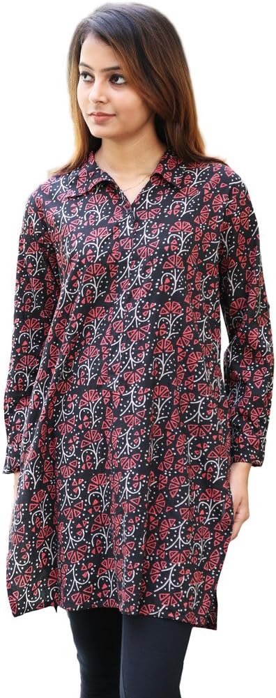 AyurvastramMadhuri Hand Block Printed Shirt Tunic, Top, Kurti, Blouse
