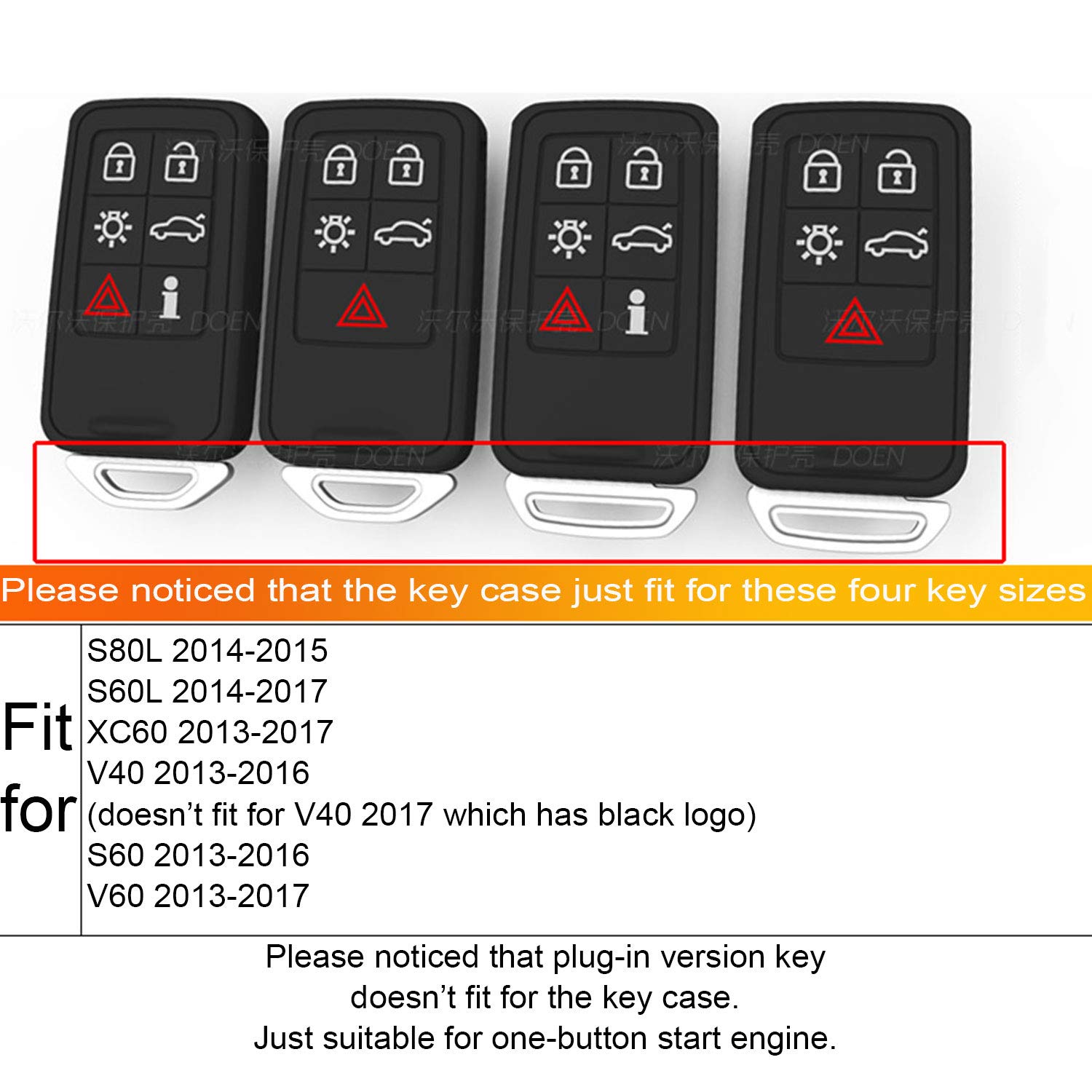 Coque Clé Voiture Volvo - Protection ABS Dorée Compatible S60 S80 XC60 V40 V60