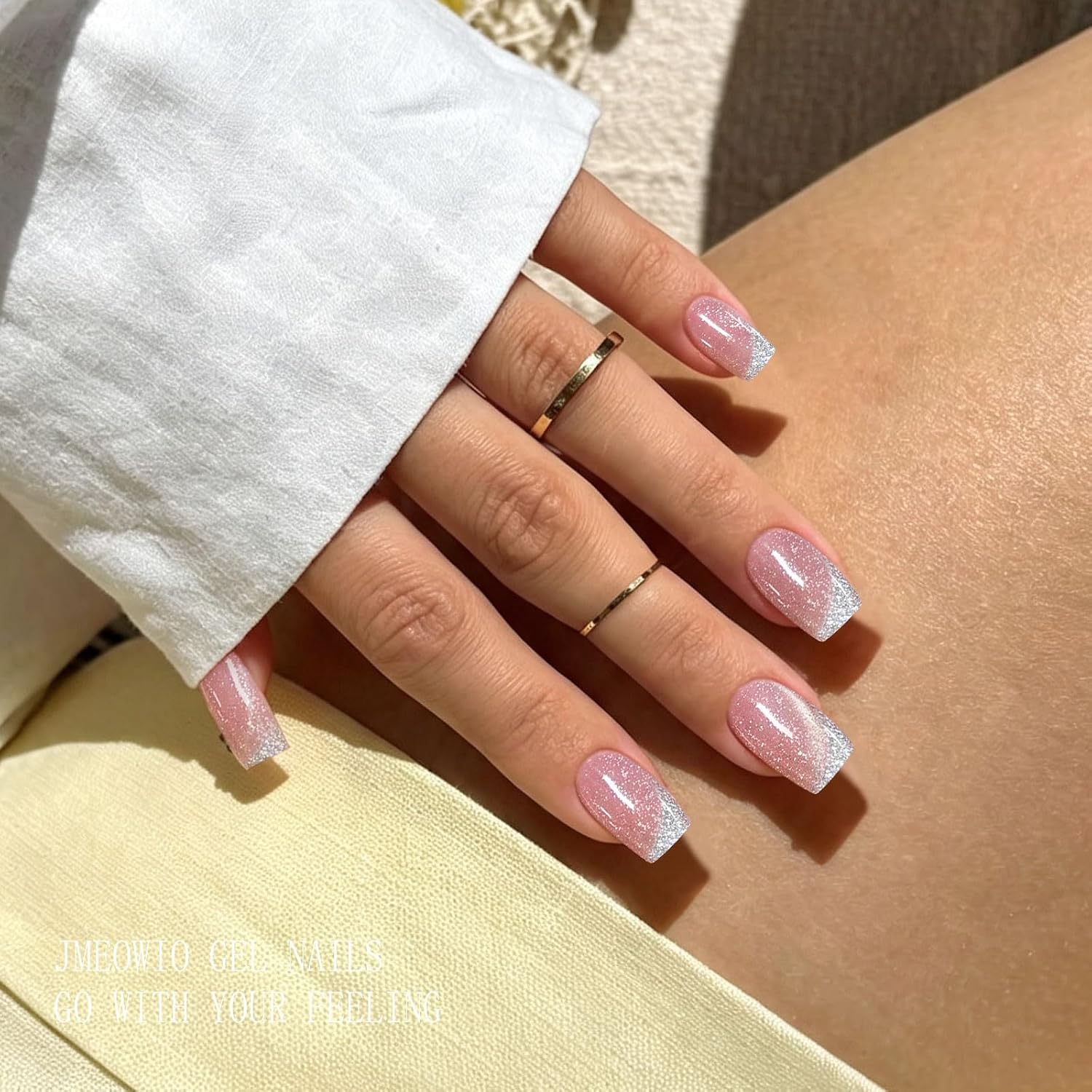 JMEOWIO Semi Cured Gel Strips Nail Art Sticker Wrap Cat Eye