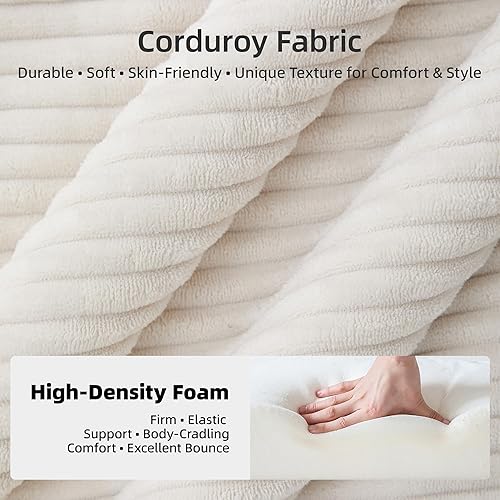 Miniatura 5 de Sofá modular modular de 118 pulgadas, sofá seccional Cloud para sala de estar, sofás de pana en forma de L sin hueso con asiento profundo, cómodos