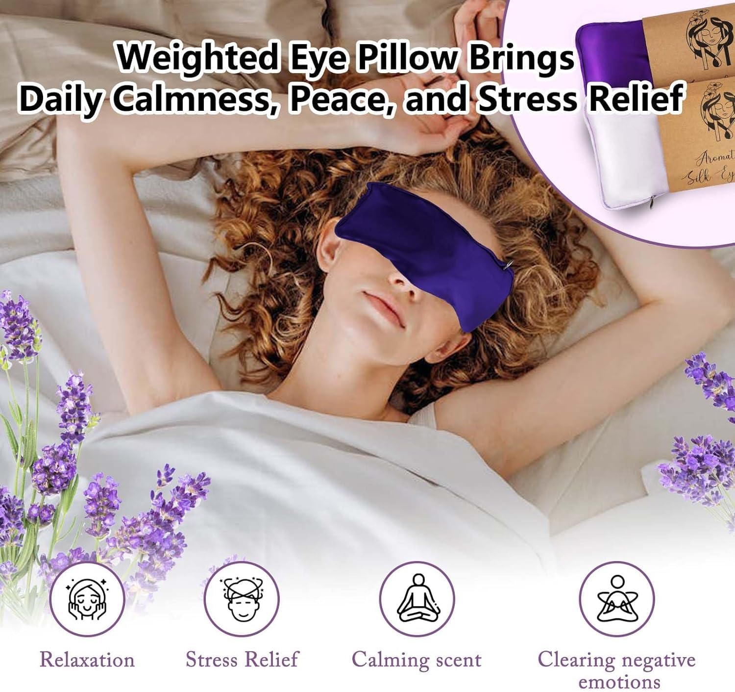 Hihealer Set di 2 maschere per occhi di seta, per dormire, yoga, spa, meditazione, impacchi umidi e freddi, cura di sé