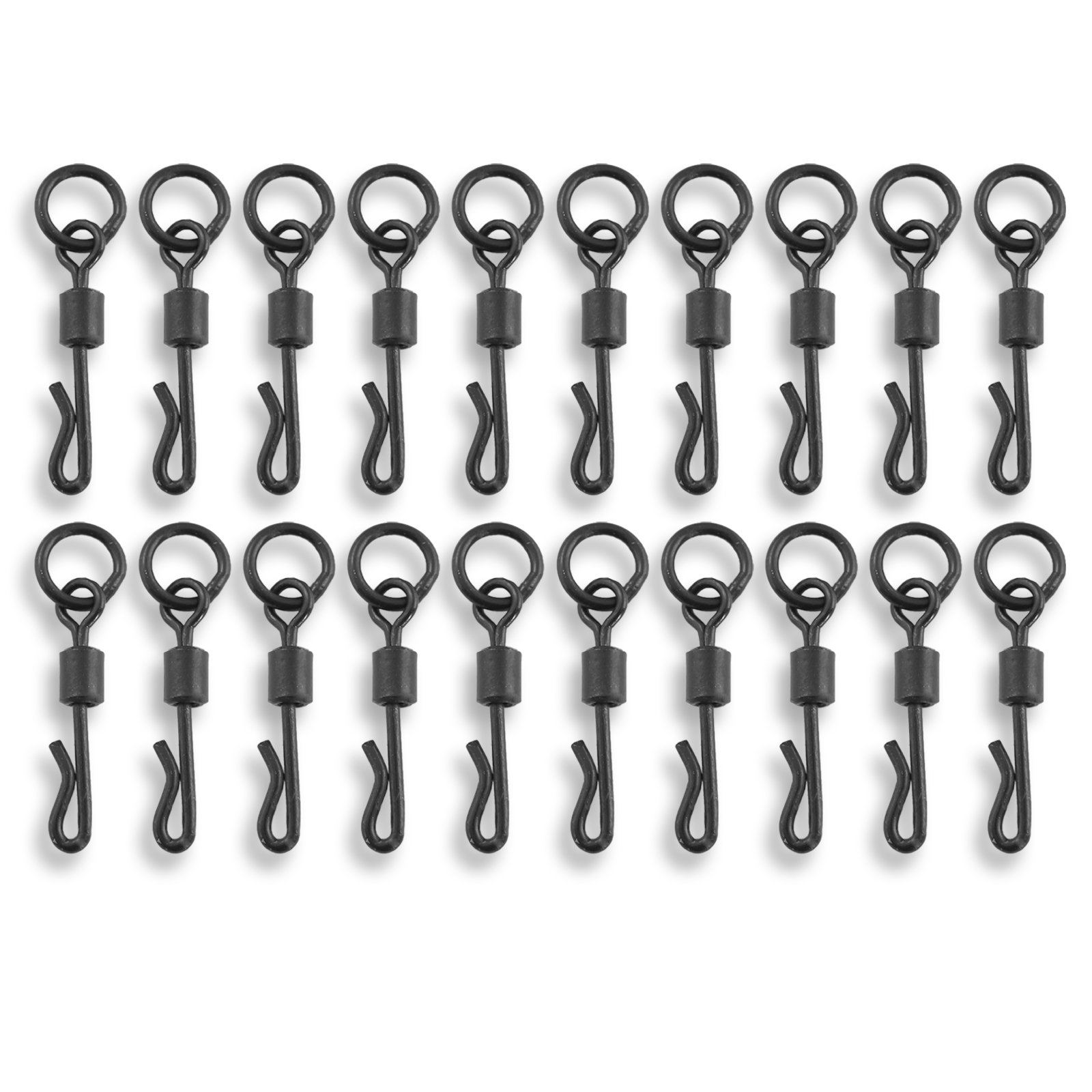 Bank Tackle Quick Change Flexi Ring Swivels Size 8 and 11 Carp Fishing Tackle Black Rig Link (x 20 Pack, Size 11)